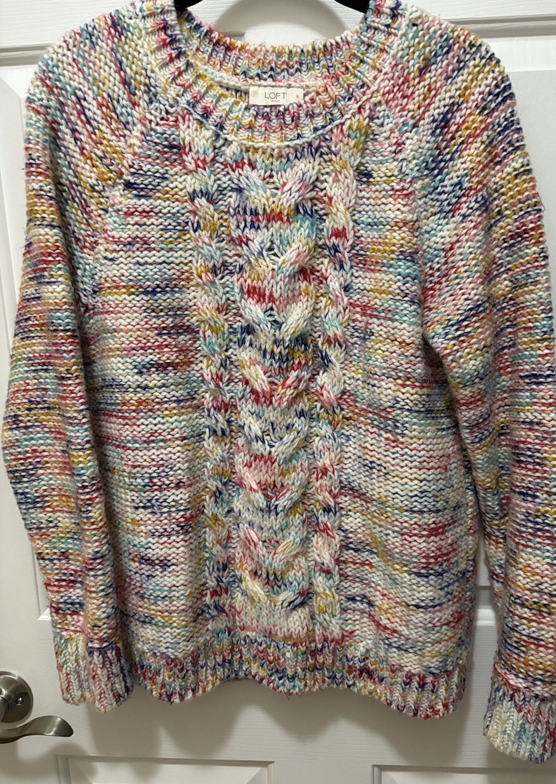 Loft Heavyweight Round Neck Cable Reverse Knit Ac… - image 1