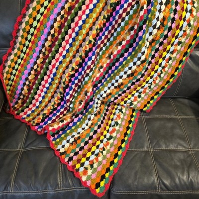 Grandma Afghan Throw Vintage Handmade Blanket 44 X 52