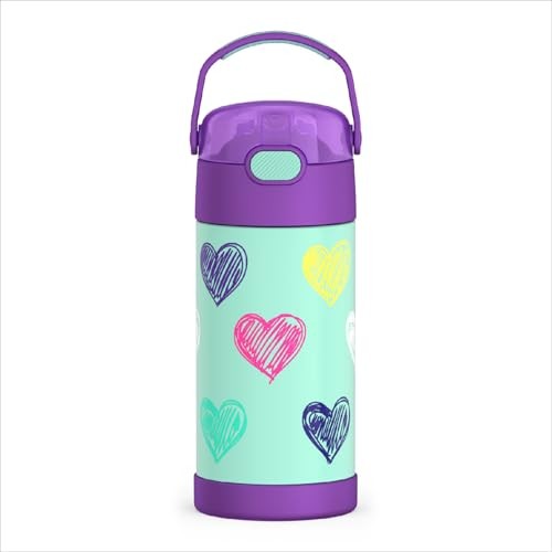 Straw 12 Ounce Kids Stainless Steel - Hearts