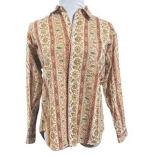 Vintage All Around The World Button Up Shirt Cotton Paisley Size S / M