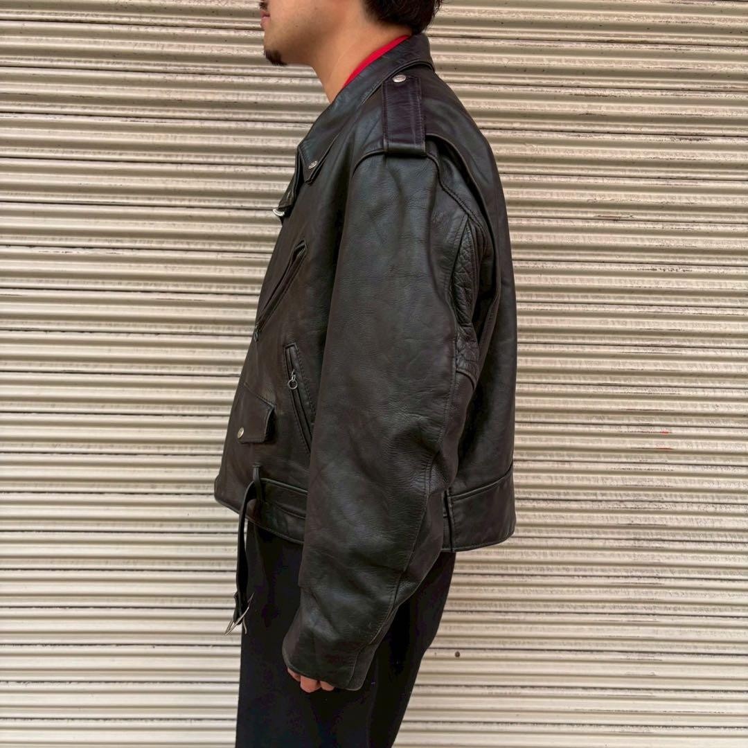 Schott 618 Perfecto Double Riders Leather Jacket Size 52 Black USA Made Vintage image 7