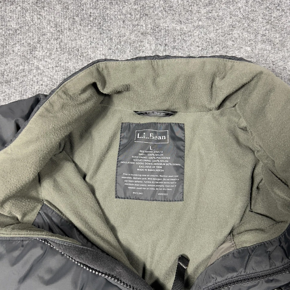Куртка мужская L.L.Bean большая серая гусиный пуховик флисовая с подкладкой карманы на молнии теплая - Изображение 3 из 4