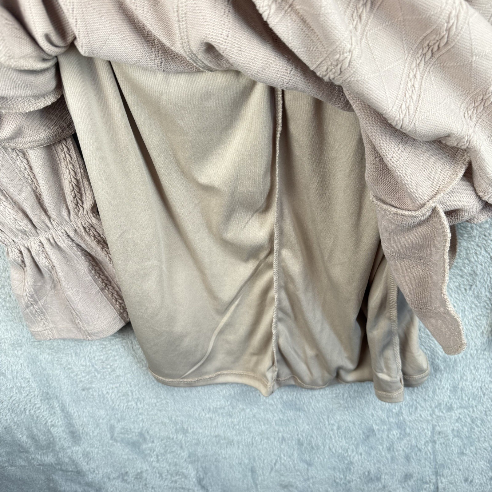 New In Sweater Dress Womens M Beige Knit L/S Poet Sleeves Lined Romantic NWT