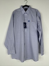 Stafford Travel Performance Pinpoint Dress Shirt Size 18.5 36/37 Big Blue NEW