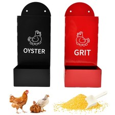 Chicken Grit Feeder, 2 Pack Heavy-Duty Metal Oyster Shell Feeder Hanging Grav...