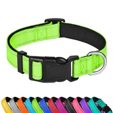 PWOD Reflective Dog Collar Adjustable Soft Neoprene Padded Nylon Pet Collars ...