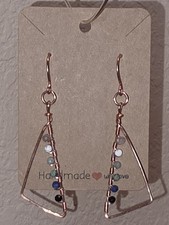 Handmade Hammered Copper Earrings With Genuine Stones