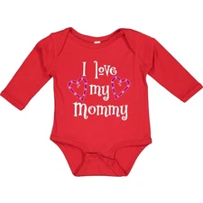 Inktastic I Love My Mommy- Hearts Long Sleeve Creeper Mothers Kids Mother Happy