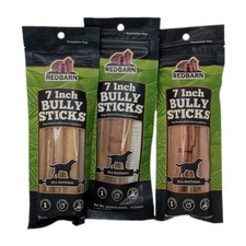 Redbarn Naturals Premium 7" Bully Sticks Dog Chew 3 Ct Per Package Lot Of 3 