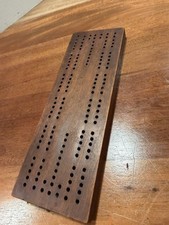 Vintage Beautiful Hardwood And Brass Cribbage Board Fast Shipping No Pegs