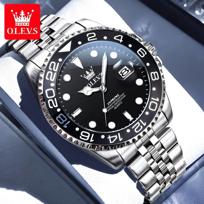 NEW OLEVS 41MM Quartz Luxury Men's Analog Watch Diver Waterproof Stainless Steel