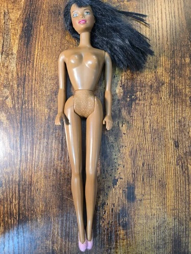Vintage Barbie With - 1990 Head 1966 Body African American Nude Doll Black Hair
