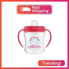 Dr. Brown's Milestones Soft Spout Sippy Cup with Handles, Pink Rainbow, BPA-Free
