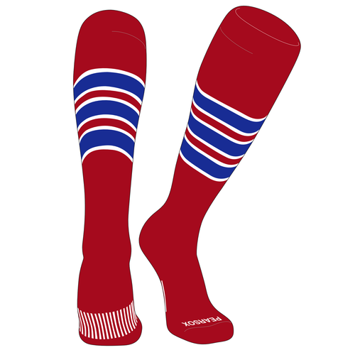 Chaussettes Montantes Rayées MK Socks – Baseball/Softball/Foot – Rose Flash Et Bleu Royal – Taille Unique