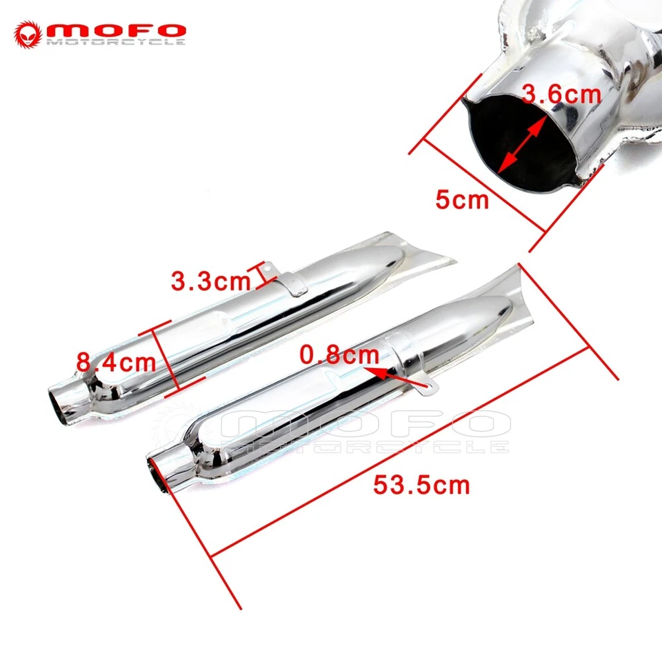 Par de silenciadores de escape cromados retro cola de pez para BMW R12/R71 745 Dnepr MT12 Foto 2 de 4