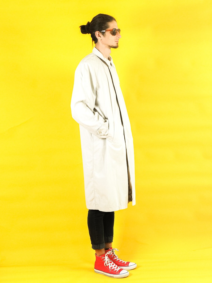Trench Coat Vintage Pour Homme Taille XL - Coupe Midi Beige - Occasion Très Bon état