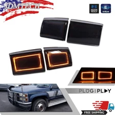 For 1988-1993 C K 1500 2500 3500 Suburban Blazer Side Marker 4PC Smoke Amber LED
