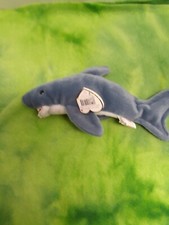 Ty Beanie Baby Crunch the Shark RARE - PVC Pellets, Style 4130 w/ ERRORS,MWMT