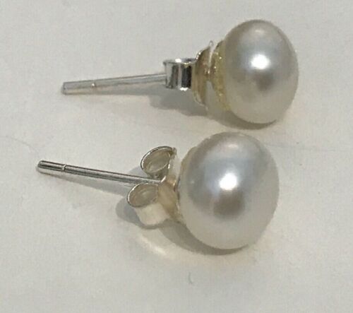 Freshwater Pearl Stud Earrings on 925 Sterling Silver Posts with Butterfly Backs - Picture 8 of 25