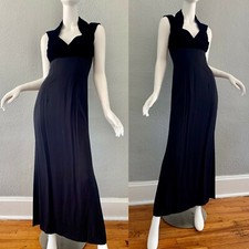 Vintage Black Velvet Maxi Cocktail Gown Dress S