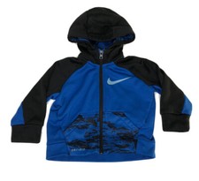 Nike Dri Fit Baby Full Zip Hoodie Jacket Knit Fleece Black Blue 12M 12 Months