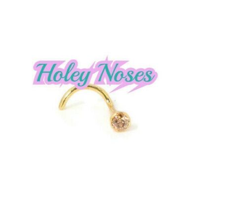 18ct Yellow Gold 0.03cts  Champagne Diamond Nose Stud ring pin bone nose - Picture 1 of 10