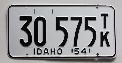 1954 Idaho Truck License 30 575 TK Rare Interstate Commerce Plate Never used