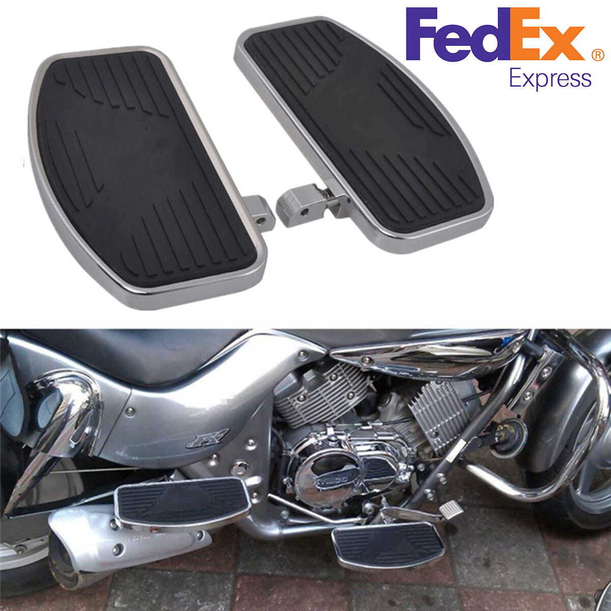 Pair Motorcycles Front & Rear Foot Boards Floorboards for BMW Honda Yamaha USA