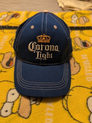 Corona Light Blue Baseball Cap Hat Embroidered White Lettering Gold Crown