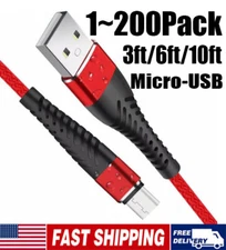 Heavy Duty Micro USB Fast Charger Data Cable Cord For Samsung LOT Android HTC LG