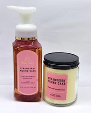 SET OF TWO Strawberry Pound Cake Foaming Hand Soap (8.75oz) /1 WICK Candle