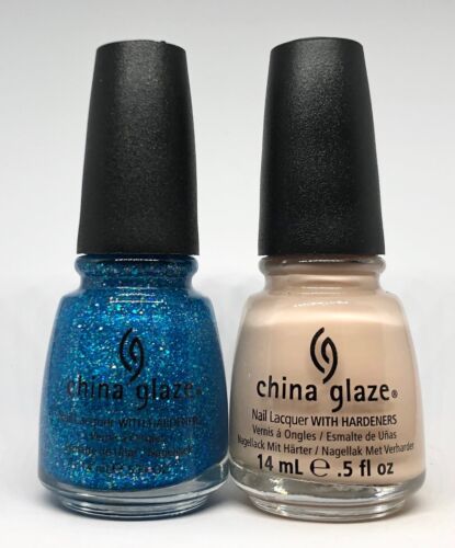 china glaze nail polish Blue Hawaiian 810 + Nude 827 Discontinued Specialty - Afbeelding 1 van 1