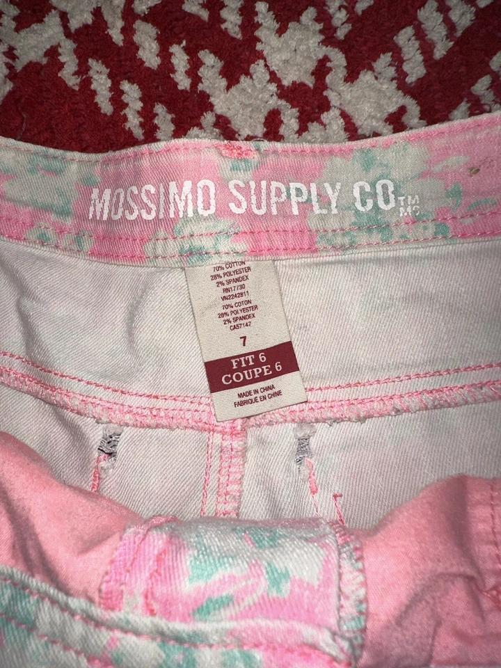 Pantalones Cortos Rosa Floral Denim Tachonado Corte Fray Botín Festivo Boho Talla 7 Foto 3 de 4