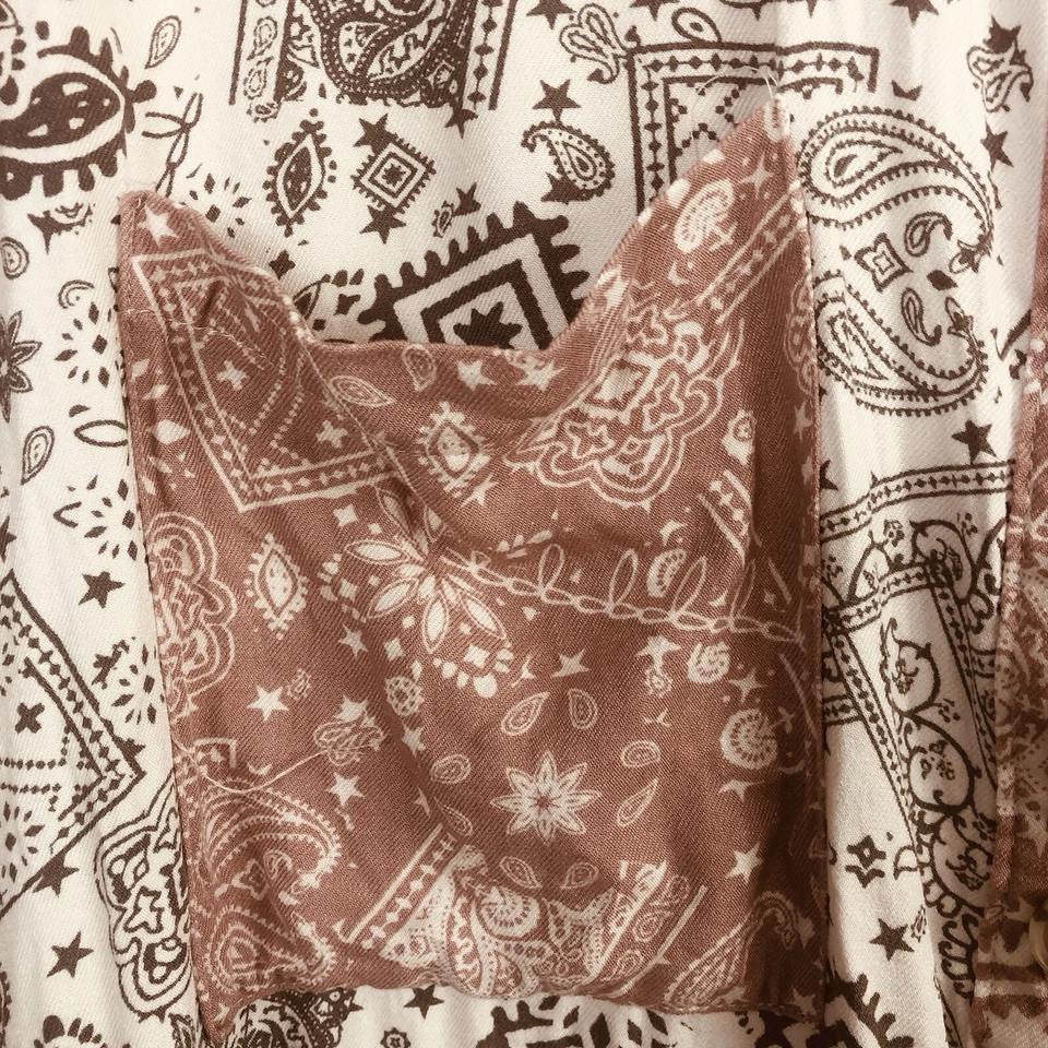 Mujer Cato Blanco Rubor Rosa Tostado Azul Marino Abstracto Bolsillo Abotonado Manga Larga L Foto 4 de 4