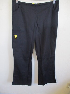 Wonder Winks Black Scrub Bottoms Size Large NWT Flare