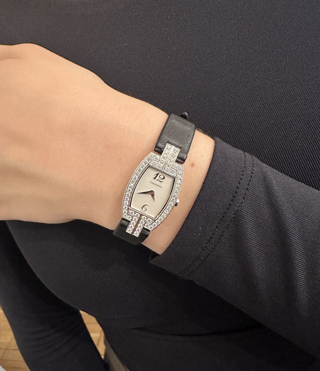 Vintage Tiffany & Co Ladies Diamond Tonneau Cocktail Watch Vintage Tiffany & Co Ladies Diamond Tonneau Cocktail Watch