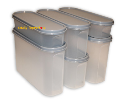 6 Tupperware Modular Mates Super Ovals Set Containers Greystone Gray Grey NEW