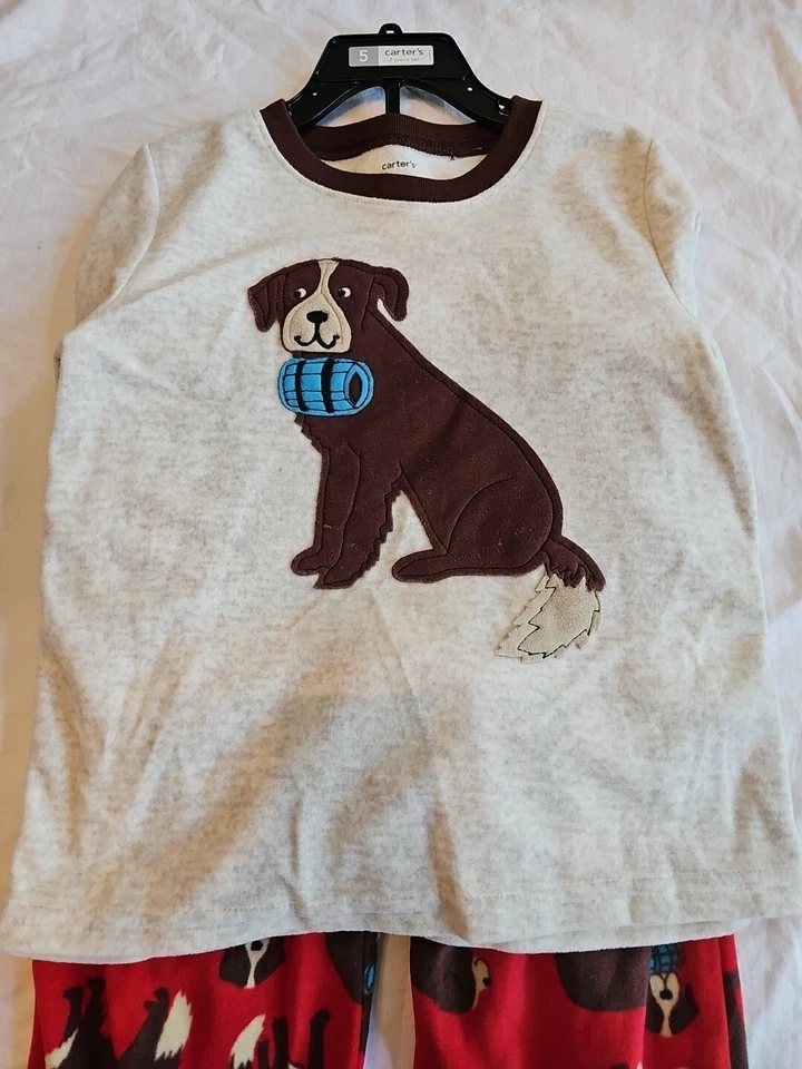 PIJAMAS CARTER'S - JUEGO DE PIJAMA 2 PIEZAS PARA NIÑO - FRANELA POLIVINÍLICA Perro TALLA 5 Foto 3 de 4