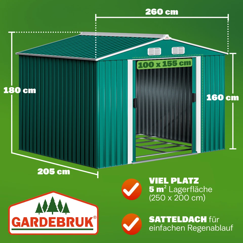 XXL Gerätehaus Geräteschuppen 5m² Metall Gartenhaus Schiebetür 9m³ Gardebruk - Bild 3 von 4