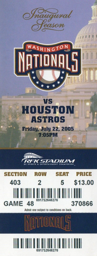 Biglietti stagione inaugurale Washington Nationals 2005 Mets Reds Stros Braves LEGGERE - Foto 6 di 7