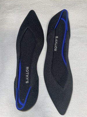 Rothy's Point Black Women's Shoes Flats Loafers Slip Ons Size 7 New NWOB