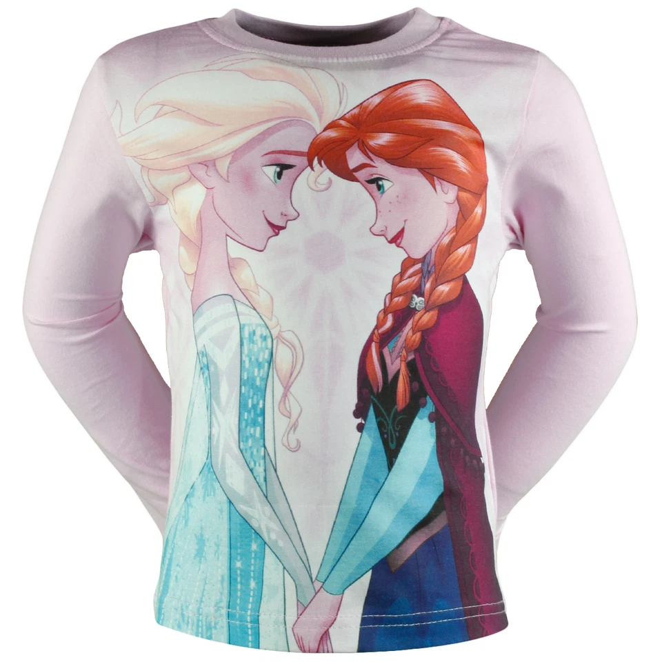 T SHIRT MANCHES LONGUES ENFANT DISNEY REINES DES NEIGES ROSE CLAIR - Photo 1/1
