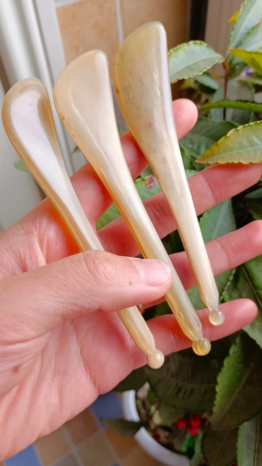 Tabla de raspar cuerno natural herramienta de belleza herramienta de masaje facial juego de 2 piezas Foto 2 de 4