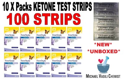 Ketone Test Strips 10xPacks (100 Strips) FreeStyle Optium Abbott EXP 10/25