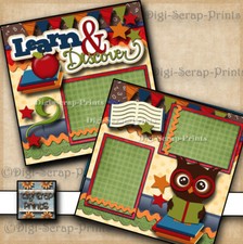 LEARN DISCOVER school 2 Premade Scrapbook Pages paper layout DIGISCRAP A0497