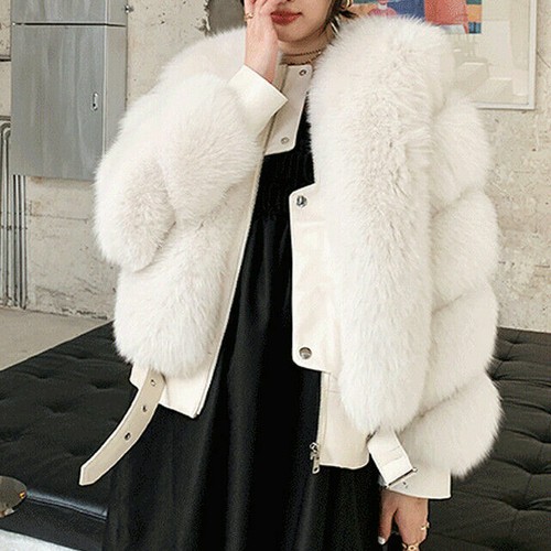 Luxus Echt Fuchspelz Ledermantel Mode Damen Winter Jacken Dick Warm Outwear - Bild 18 von 22