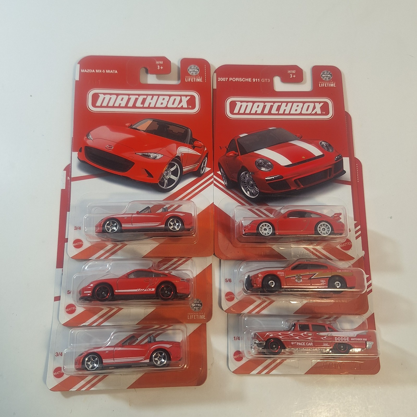 Matchbox Target Red Edition 6 Cars Porsche/ Mazda/ Dodge