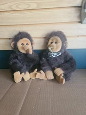 VTG 1994 Hosung Joey Baby Chimp Monkey Plush with Bib Pacifier Squeaker LOT OF 2