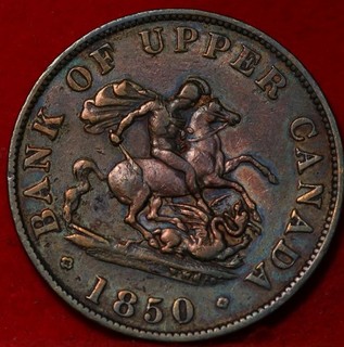 1850 Bank of Upper Canada 1/2 Penny Token