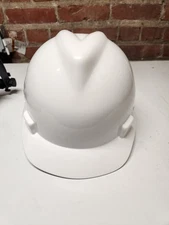MSA Safety V-Gard Front Brim Hard Hat Type 1 White Ratchet With Shield. 
